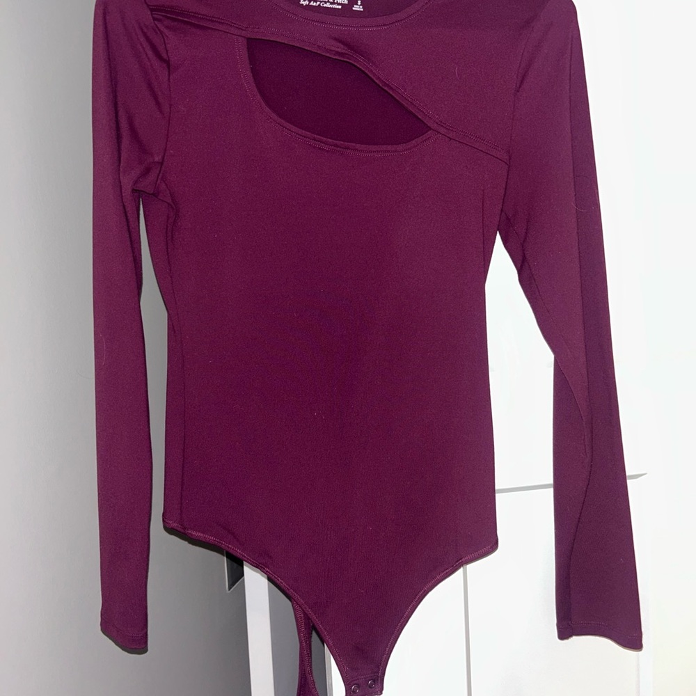 Abercrombie & Fitch Plum Long Sleeve Bodysuit